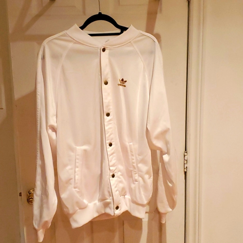 Classic all white Adidas track jacket